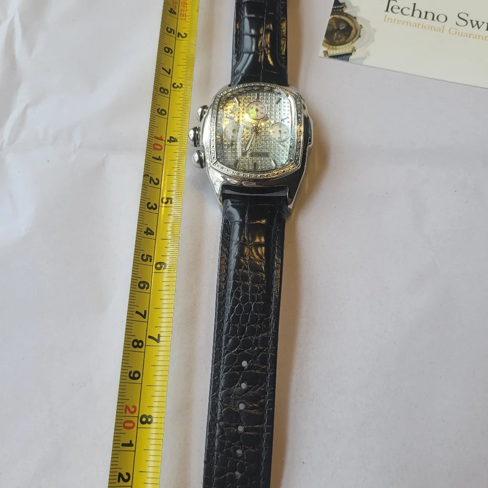 Techno Swiss Black Wearable Watch w/case - Picture 2 of 4